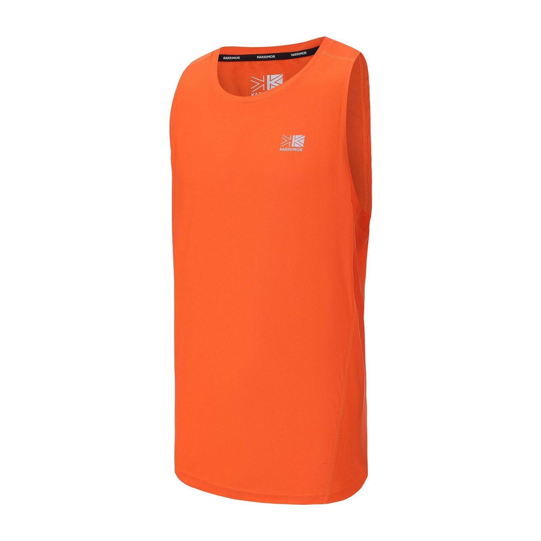 Fire Orange - Side - Karrimor Mens Logo Running Vest Top
