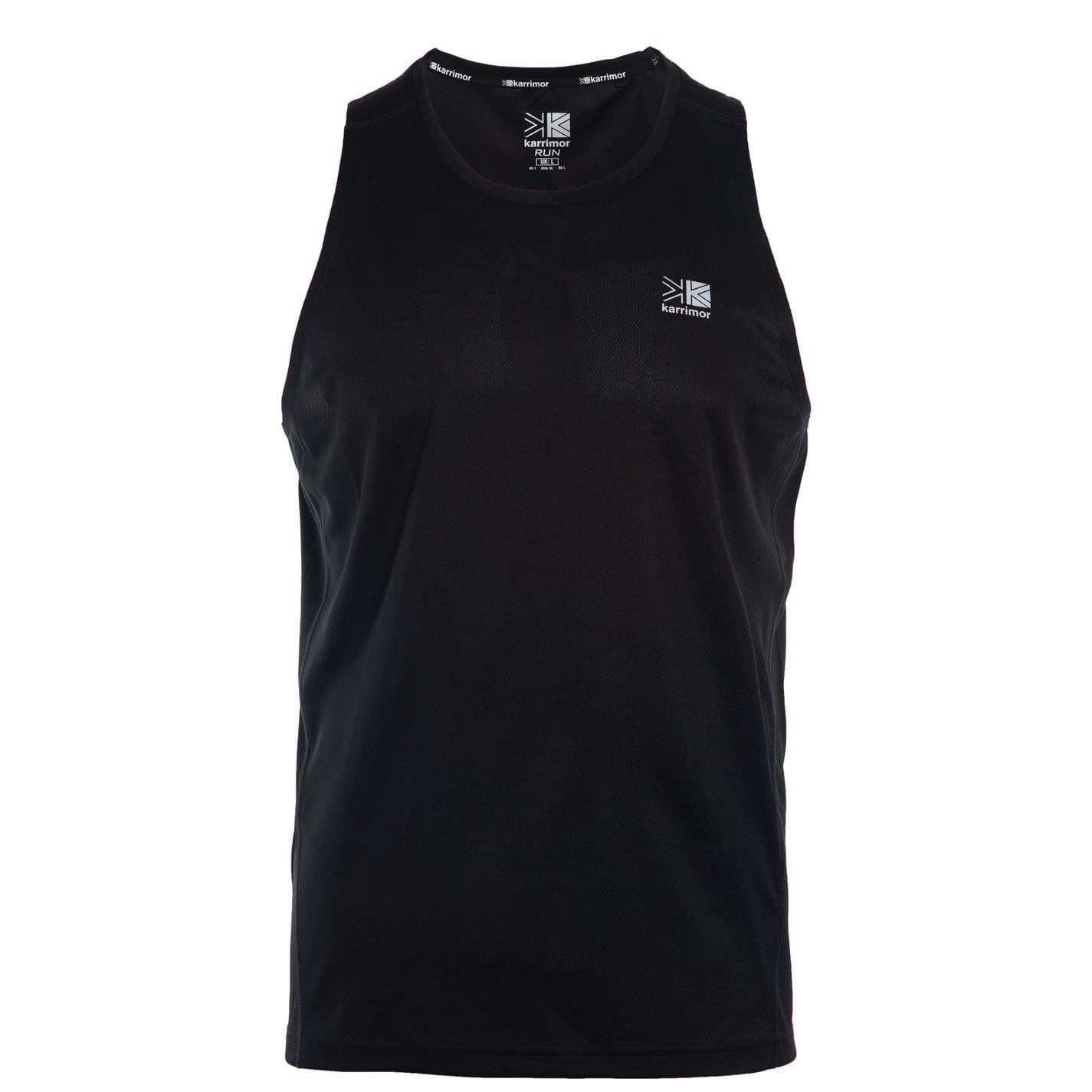 Black - Front - Karrimor Mens Logo Running Vest Top