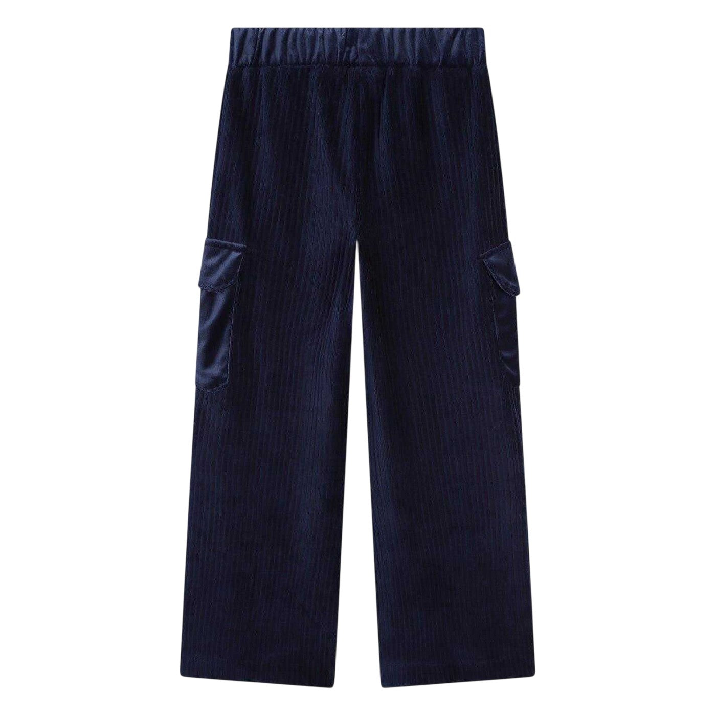 Navy - Back - Billieblush Girls Velour Wide Leg Cargo Trousers