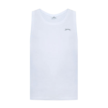 White - Front - Slazenger Mens Cotton Sleeveless Vest Top