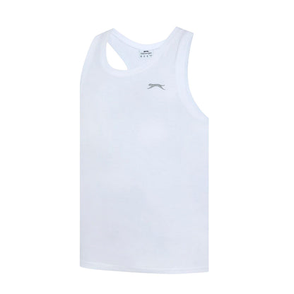White - Side - Slazenger Mens Cotton Sleeveless Vest Top