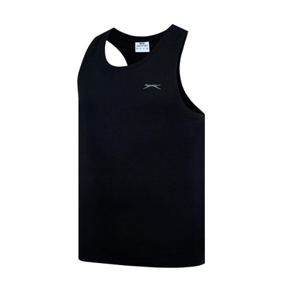 Black - Side - Slazenger Mens Cotton Sleeveless Vest Top