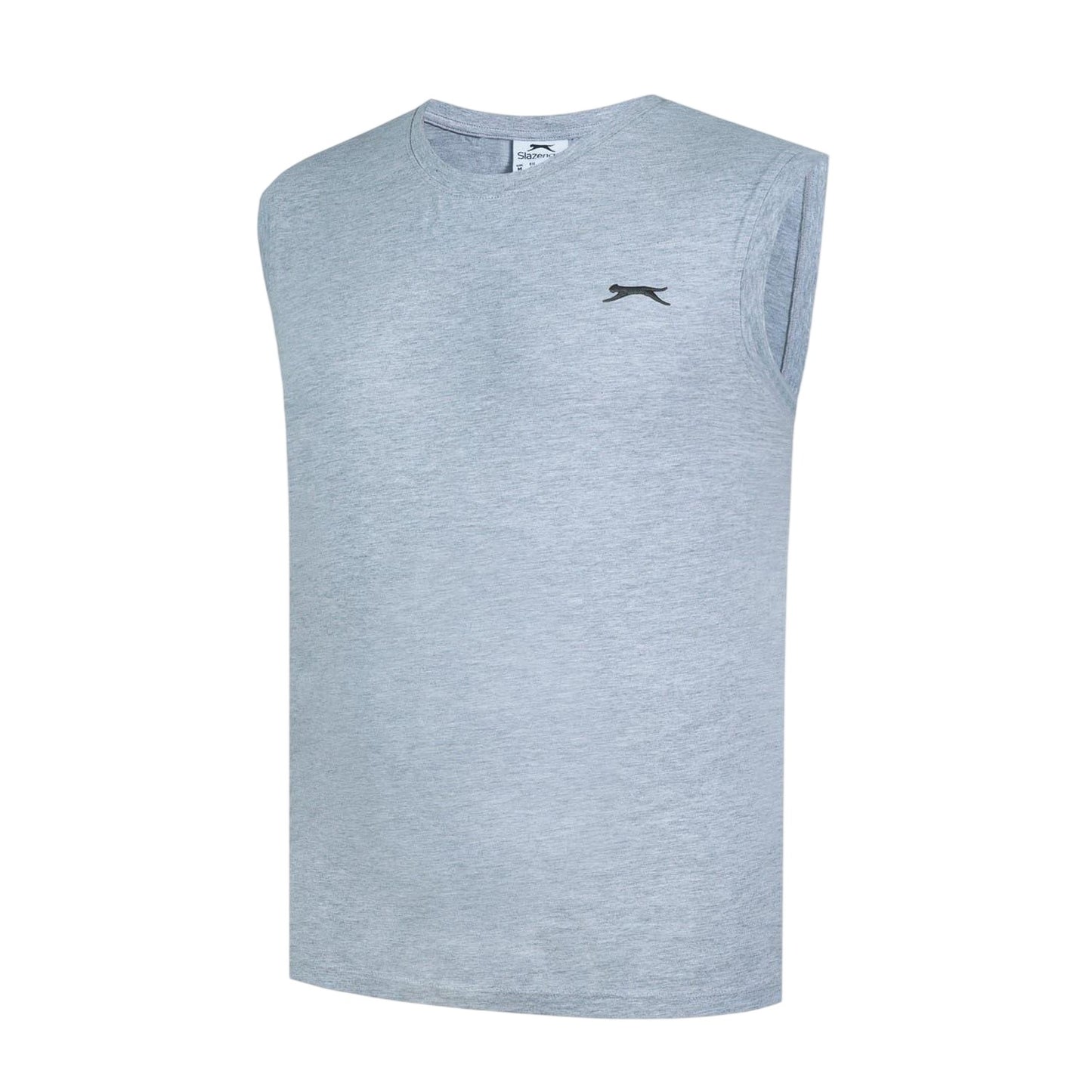 Grey Marl - Side - Slazenger Mens Cotton Sleeveless Vest Top