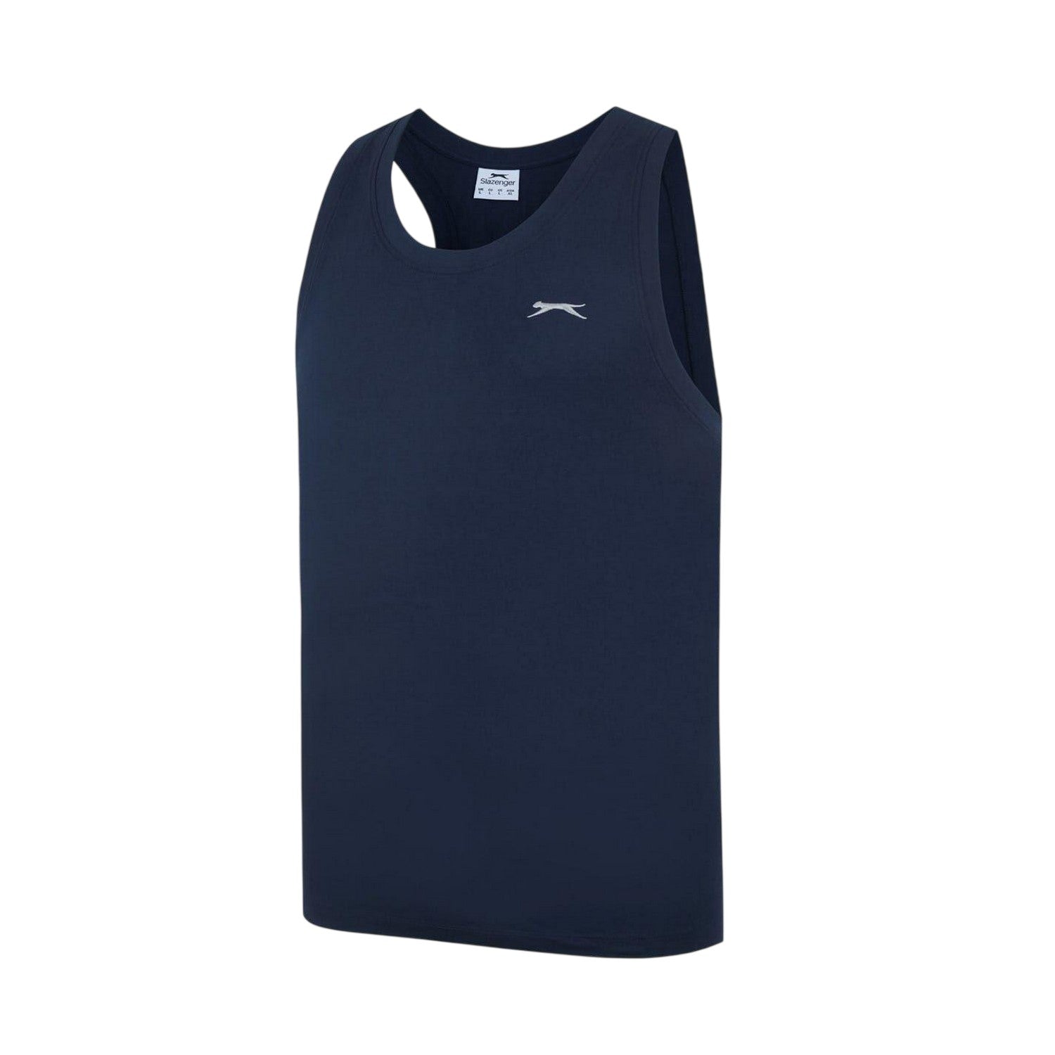 Navy - Side - Slazenger Mens Cotton Sleeveless Vest Top