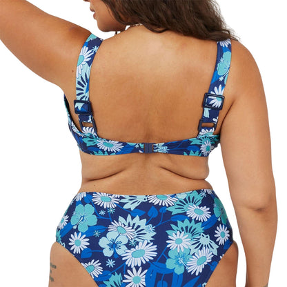 Blue-White - Back - Brave Soul Womens-Ladies Floral Bikini Top