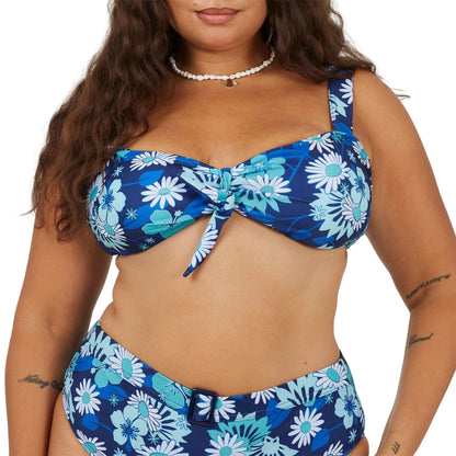 Blue-White - Front - Brave Soul Womens-Ladies Floral Bikini Top