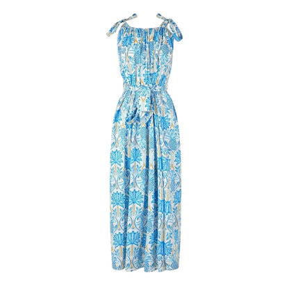 Blue - Back - Biba Womens-Ladies Pineapple Maxi Dress
