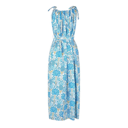Blue - Front - Biba Womens-Ladies Pineapple Maxi Dress