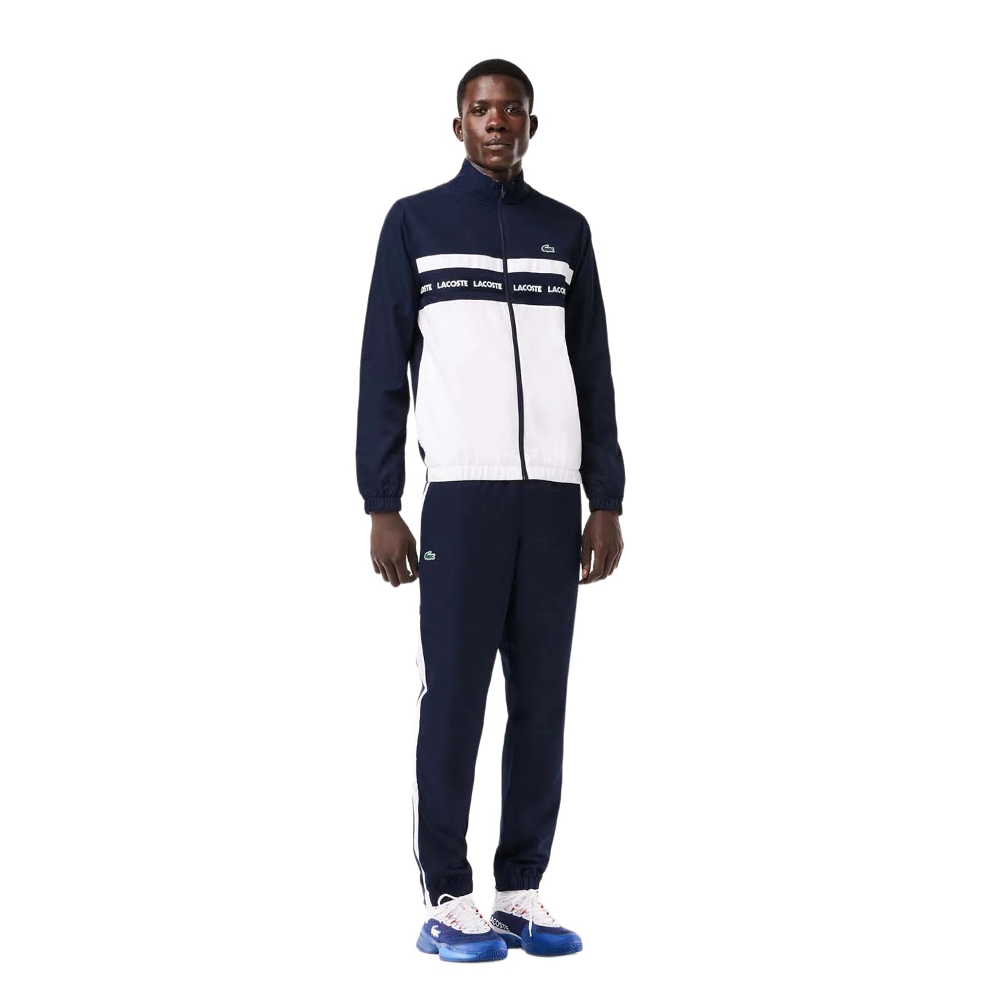 Navy-White - Side - Lacoste Mens Sportsuit Tennis Tracksuit