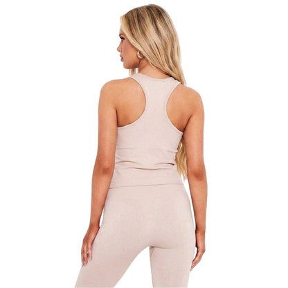Mocha - Back - Missy Empire Womens-Ladies Racerback Seamless Vest Top