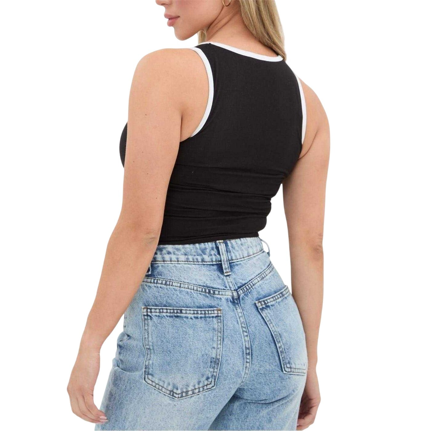Black - Back - I Saw It First Womens-Ladies Square Neck Vest Top