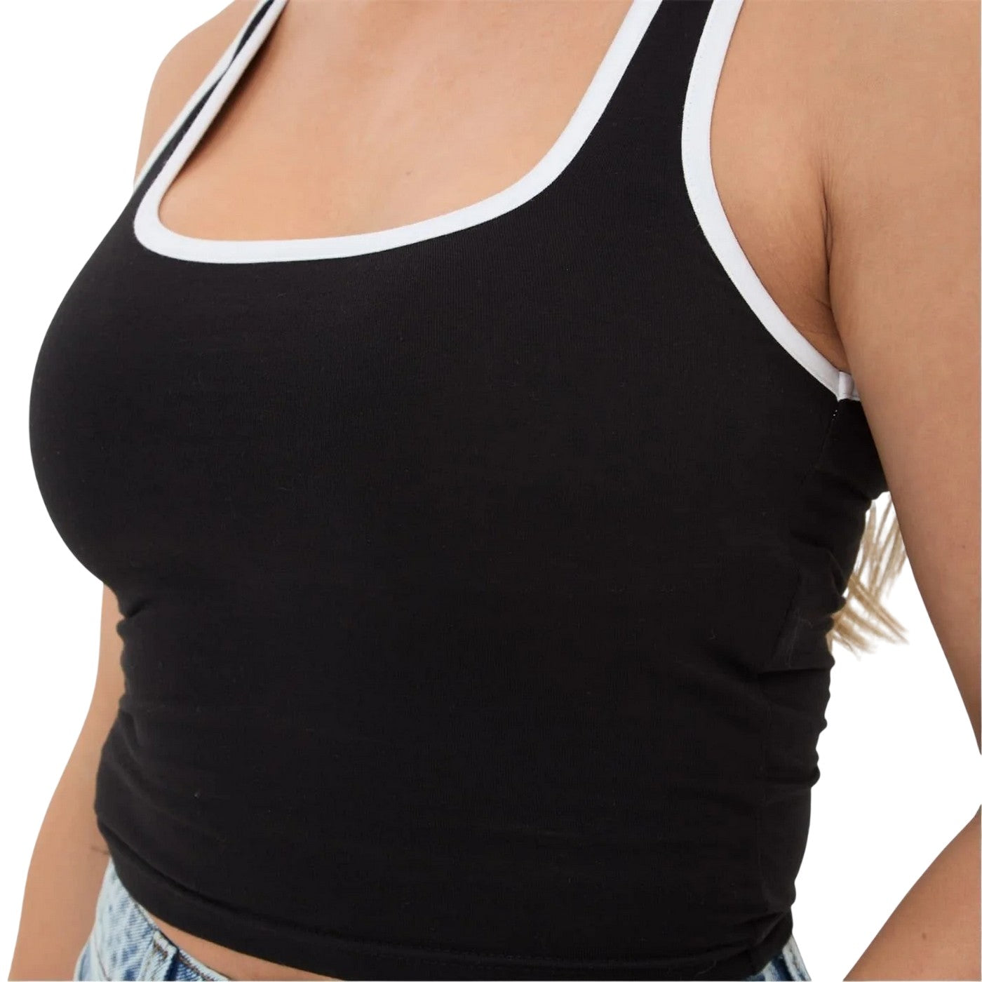 Black - Side - I Saw It First Womens-Ladies Square Neck Vest Top