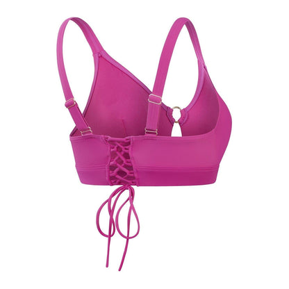 Pink - Back - Speedo Womens-Ladies Keyhole Tie Back Bikini Top