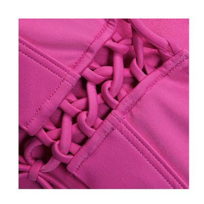 Pink - Side - Speedo Womens-Ladies Keyhole Tie Back Bikini Top