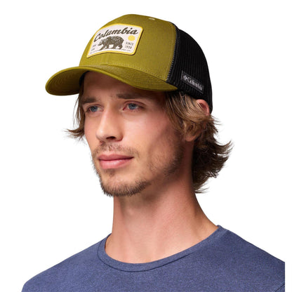 Mossy Green - Front - Columbia Mens Logo Mesh Trucker Cap