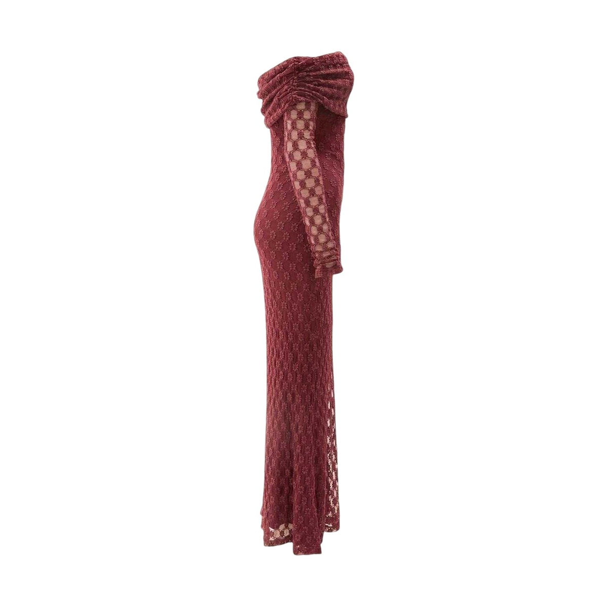 Deep Plum - Side - Bardot Womens-Ladies Adoni Off Shoulder Maxi Dress