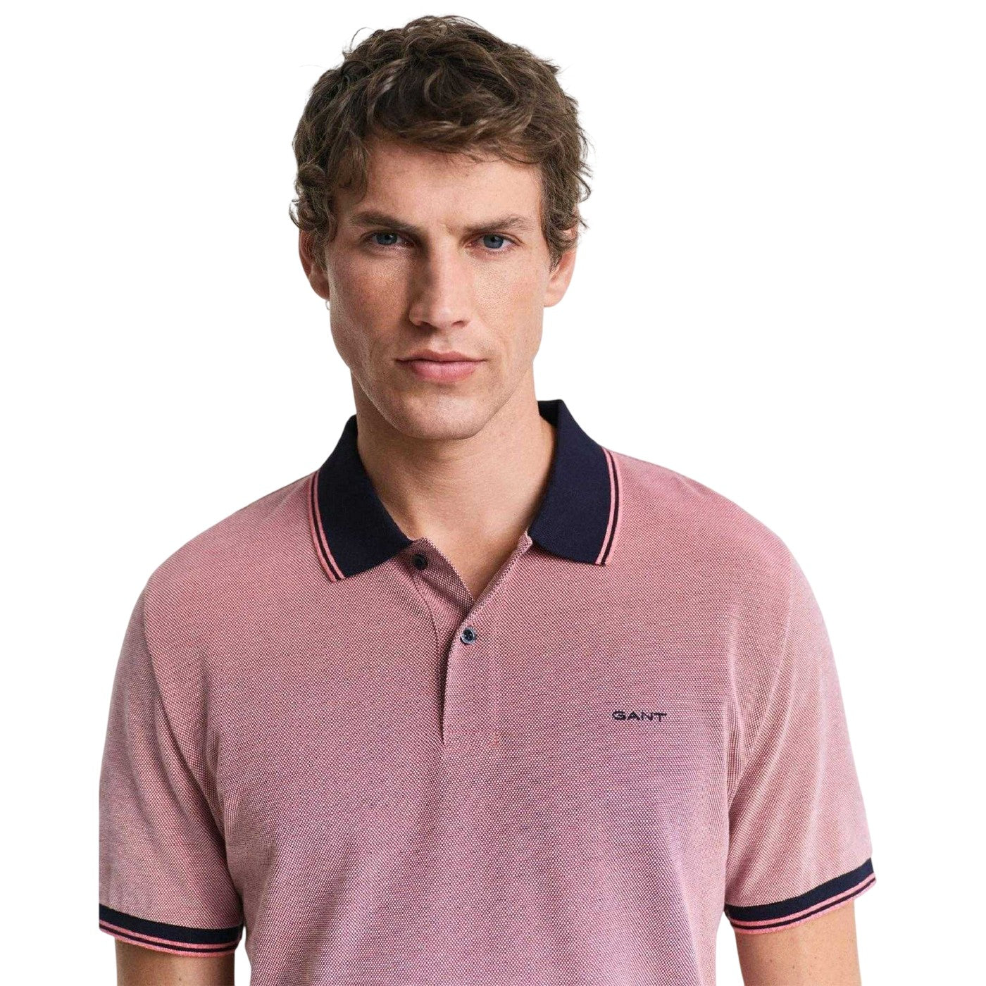 Red - Side - Gant Mens Oxford Short-Sleeved Polo Shirt