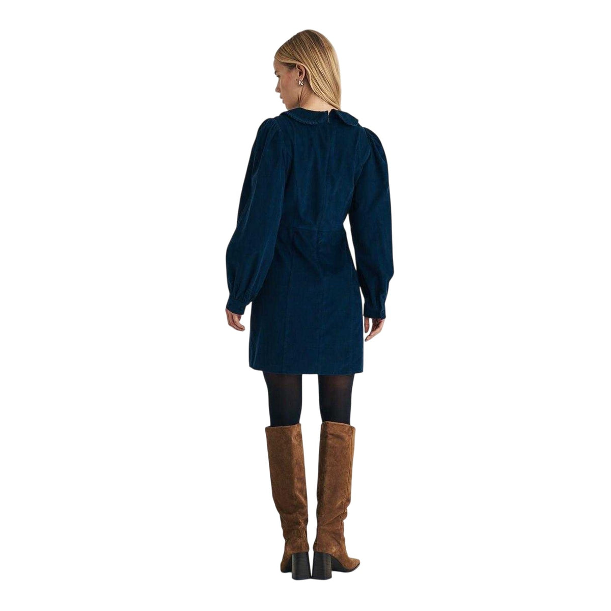 Blue - Back - Nobody's Child Womens-Ladies Linden Corduroy Puff Sleeve Mini Dress