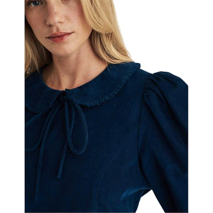 Blue - Side - Nobody's Child Womens-Ladies Linden Corduroy Puff Sleeve Mini Dress