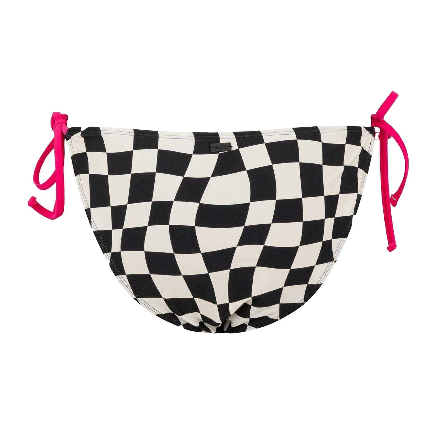 Black-White - Back - SoulCal Womens-Ladies Checkerboard Side Tie Bikini Bottoms