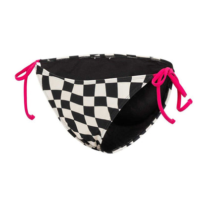 Black-White - Side - SoulCal Womens-Ladies Checkerboard Side Tie Bikini Bottoms