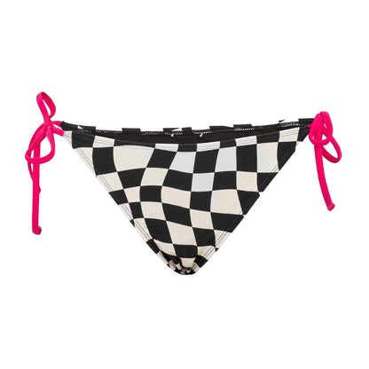 Black-White - Front - SoulCal Womens-Ladies Checkerboard Side Tie Bikini Bottoms