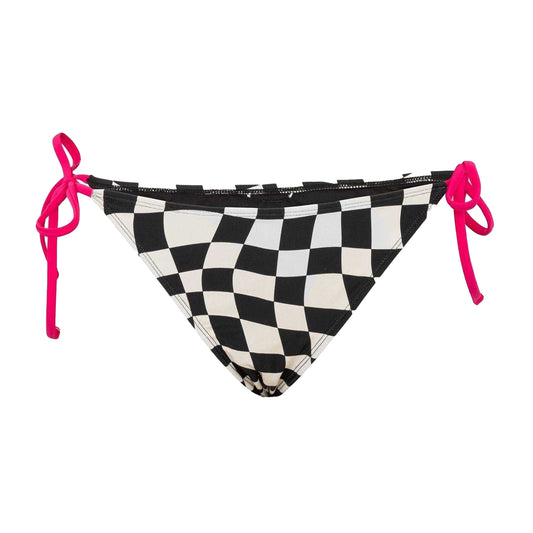 Black-White - Front - SoulCal Womens-Ladies Checkerboard Side Tie Bikini Bottoms