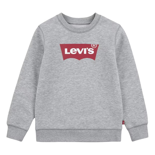 Grey-Red - Front - Levis Childrens-Kids Batwing Logo Crew Neck Sweatshirt
