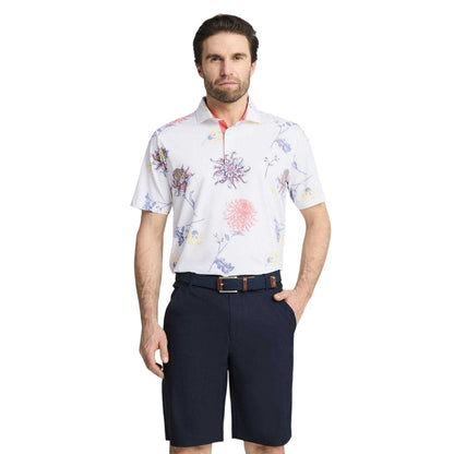 White-Peach - Side - Puma Mens Dahlia Performance Short-Sleeved Polo Shirt