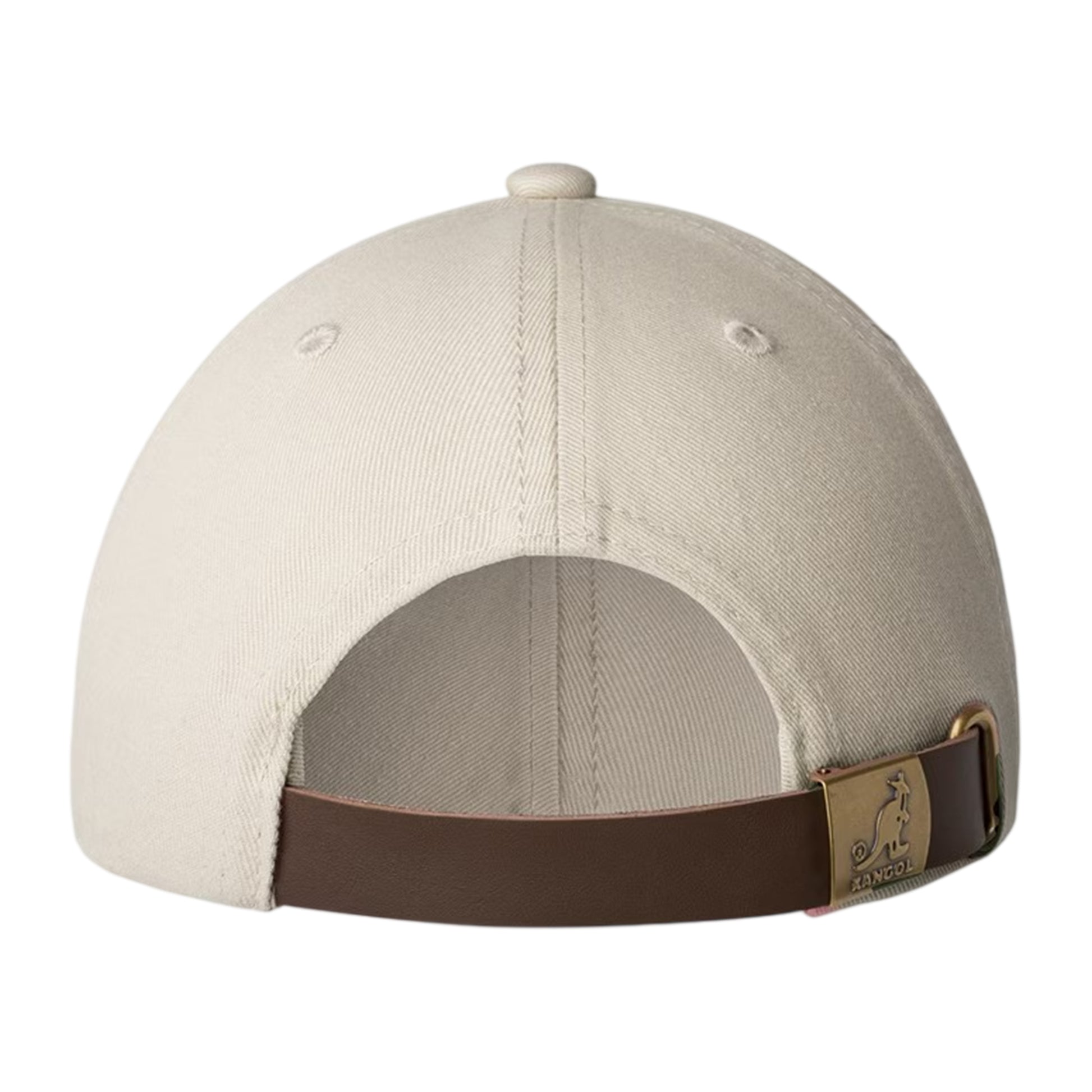 Beige - Back - Kangol Leather Backstrap Baseball Cap