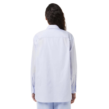 Light Blue - Back - Lacoste Womens-Ladies Logo Cotton Long-Sleeved Shirt