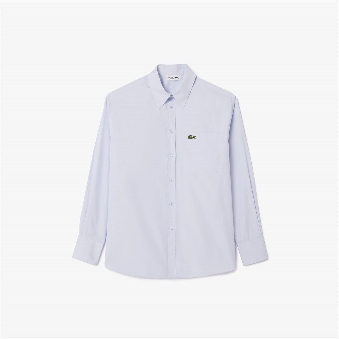 Light Blue - Lifestyle - Lacoste Womens-Ladies Logo Cotton Long-Sleeved Shirt