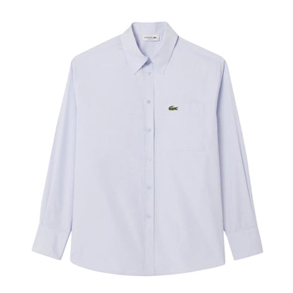 Light Blue - Front - Lacoste Womens-Ladies Logo Cotton Long-Sleeved Shirt