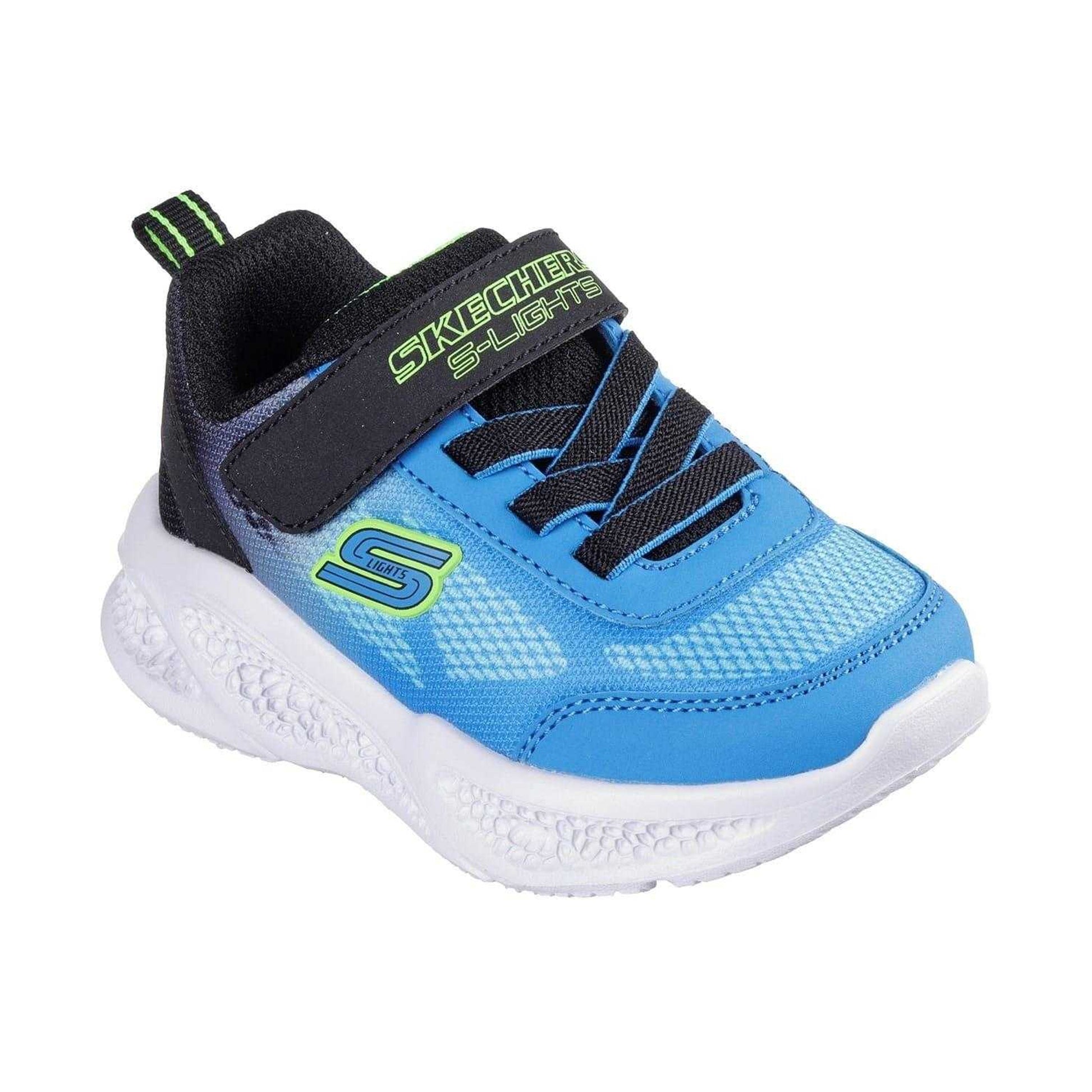 Blue-Black - Side - Skechers Childrens-Kids Meteor Lights Trainers