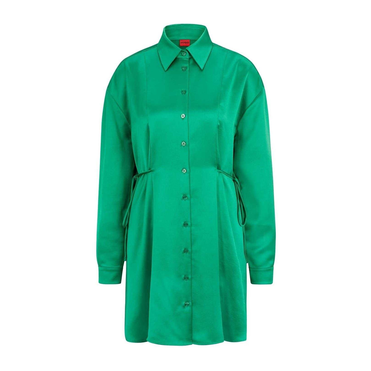Green - Front - Hugo Womens-Ladies Keleste Satin Mini Shirt Dress