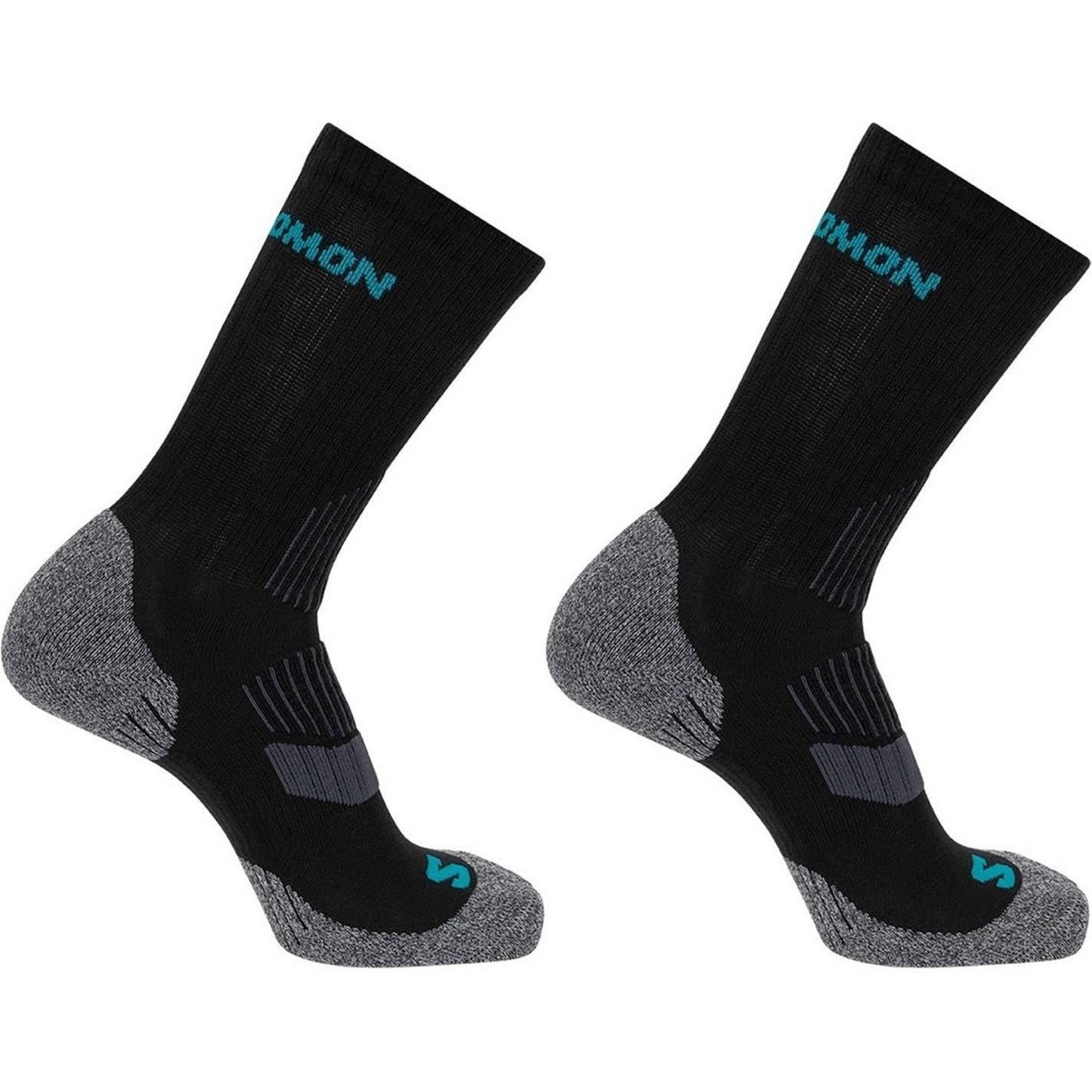 Black-Grey - Front - Salomon Womens-Ladies Lightweight Crew Socks (Pack of 2)