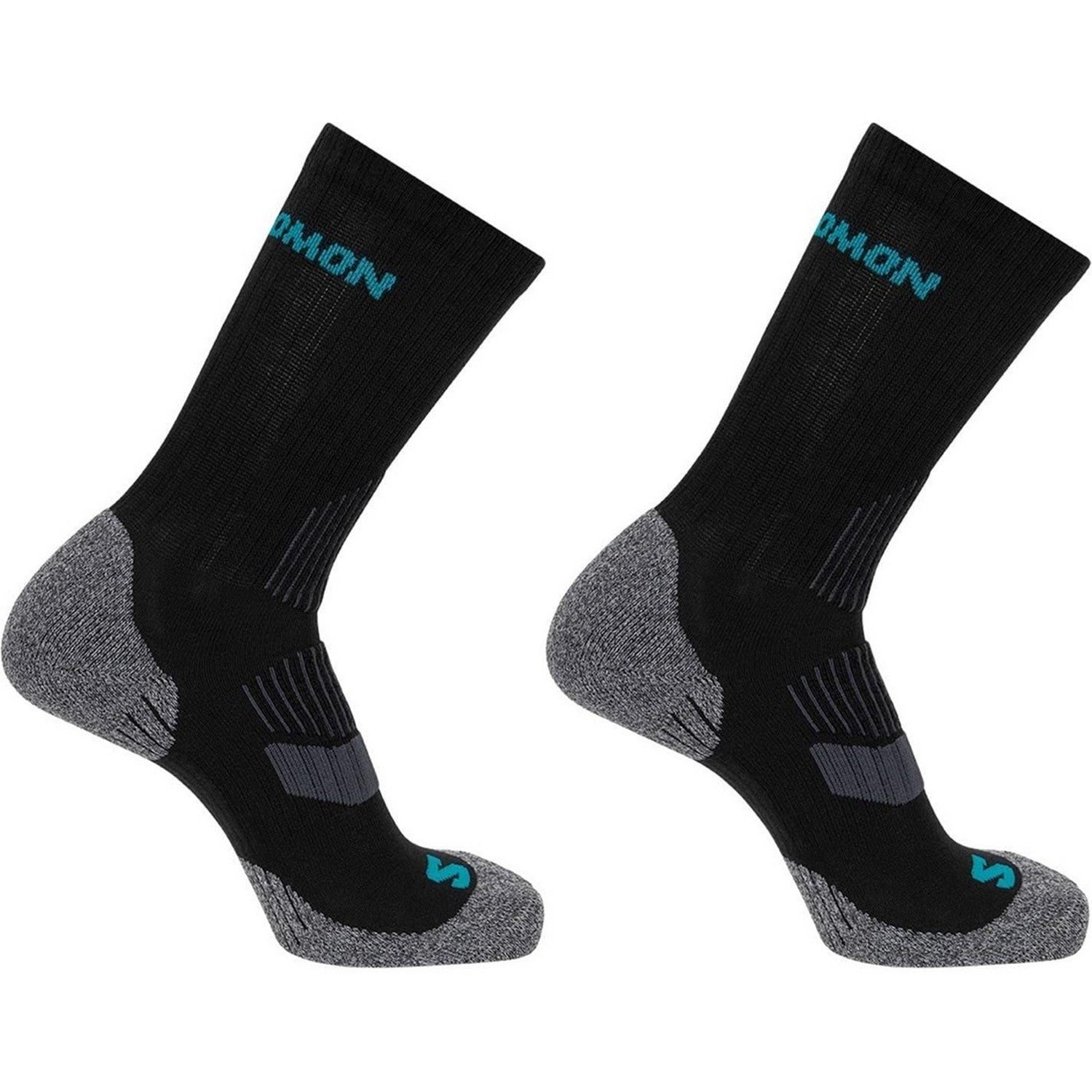 Black-Grey - Front - Salomon Womens-Ladies Lightweight Crew Socks (Pack of 2)