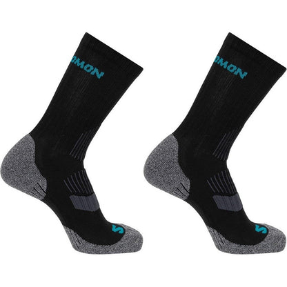 Black-Grey - Front - Salomon Womens-Ladies Lightweight Crew Socks (Pack of 2)