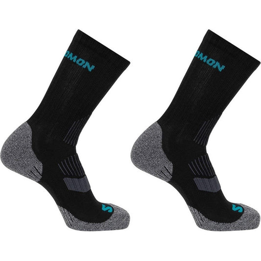 Black-Grey - Front - Salomon Womens-Ladies Lightweight Crew Socks (Pack of 2)