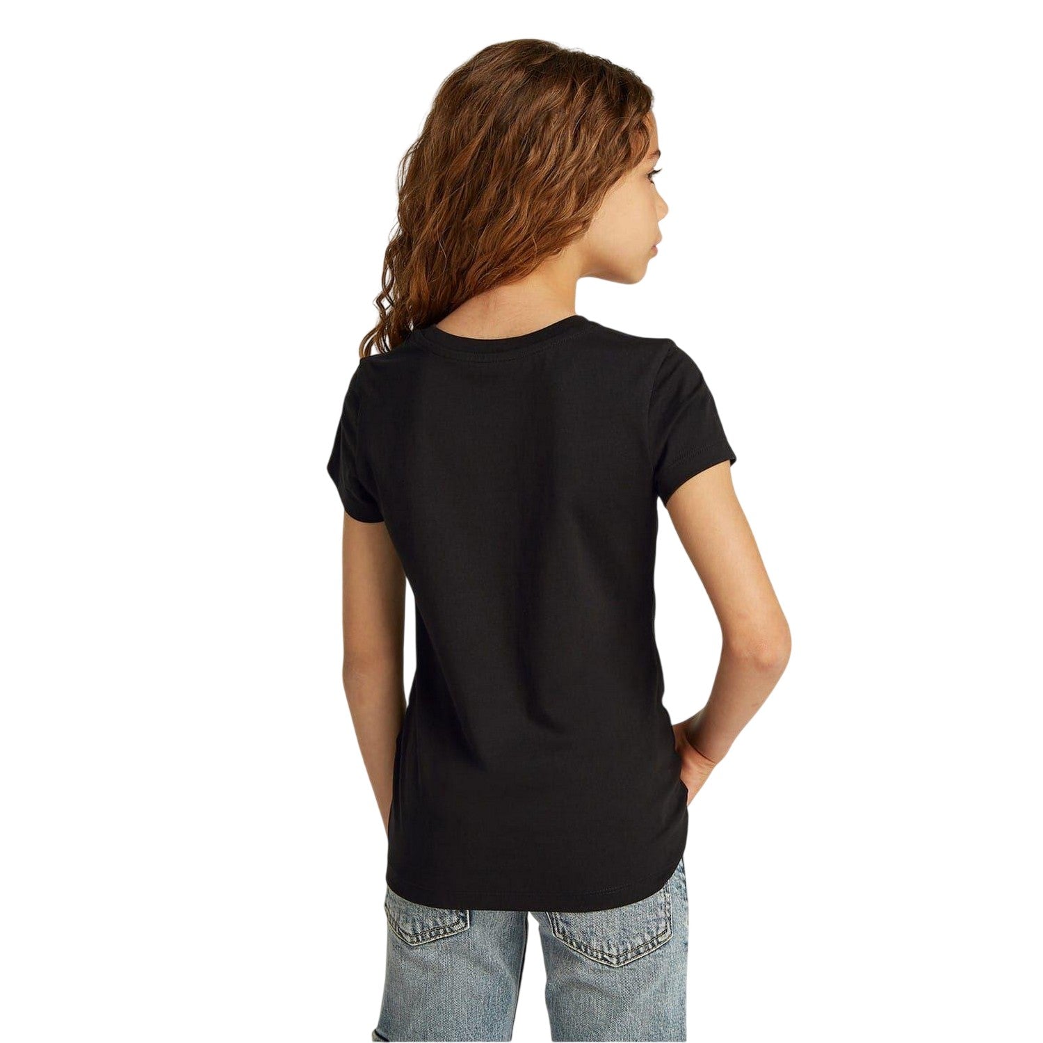 Black - Lifestyle - Calvin Klein Childrens-Kids Lettering Slim Short-Sleeved T-Shirt