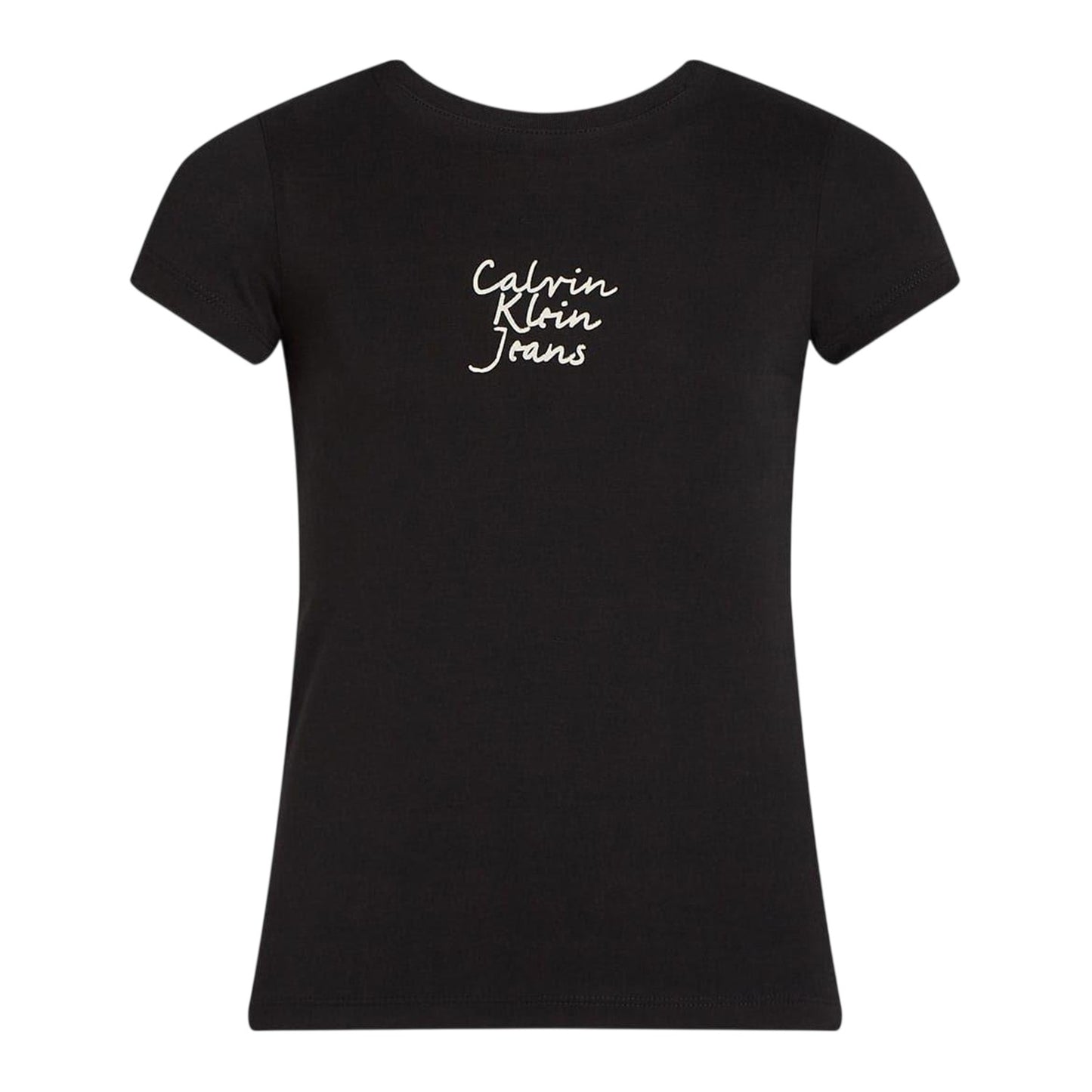 Black - Front - Calvin Klein Childrens-Kids Lettering Slim Short-Sleeved T-Shirt