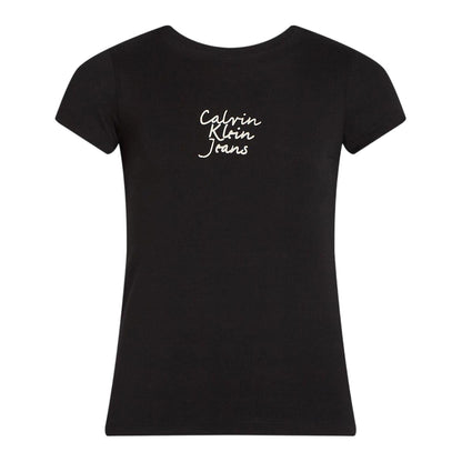 Black - Front - Calvin Klein Childrens-Kids Lettering Slim Short-Sleeved T-Shirt