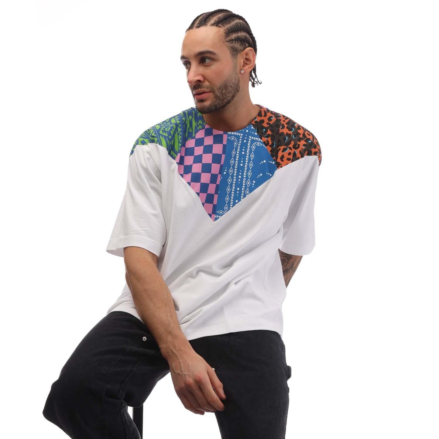 White-Multicoloured - Side - Marcelo Burlon Mens Mix&Match T-Shirt