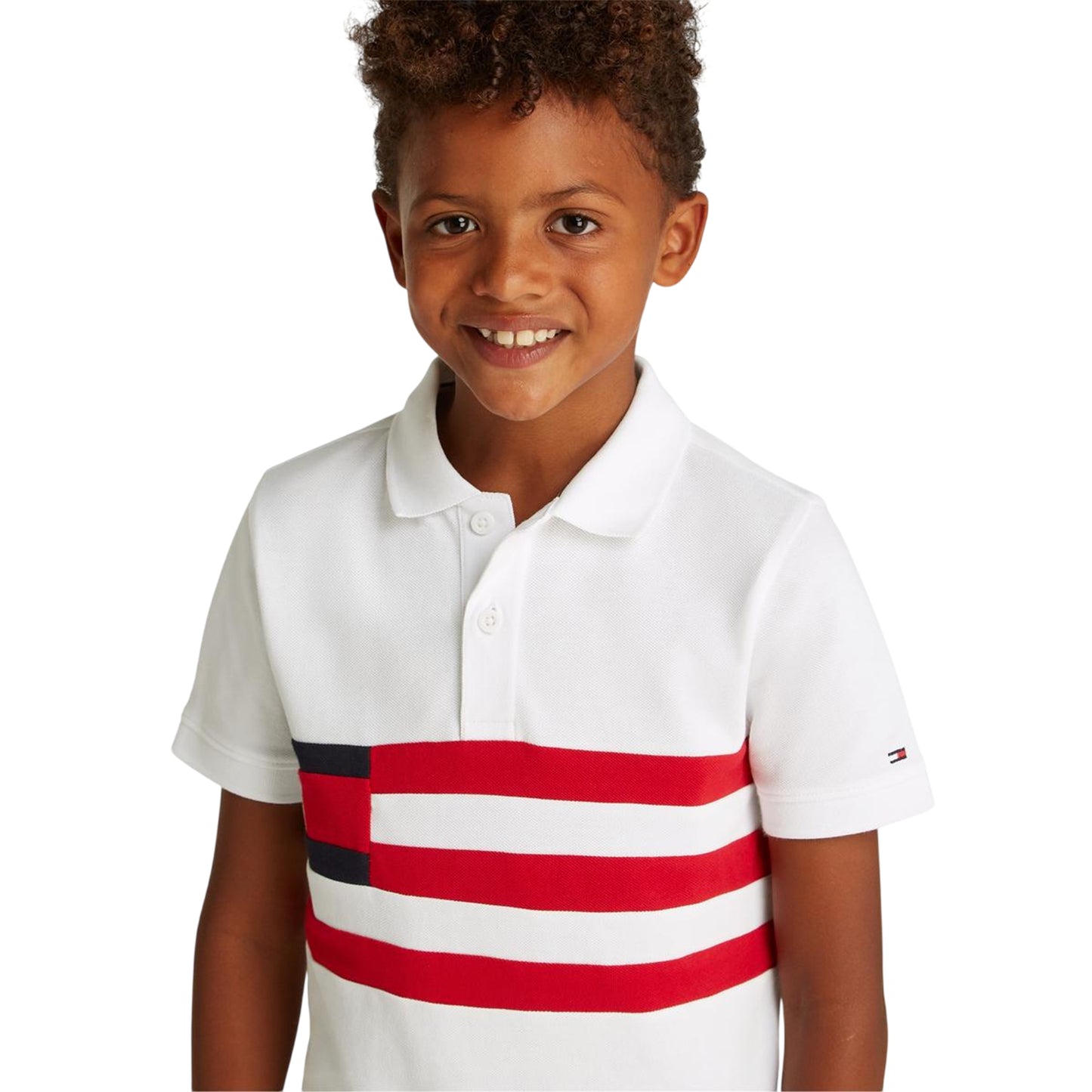 White-Red - Side - Tommy Hilfiger Boys Colour Block Polo Shirt