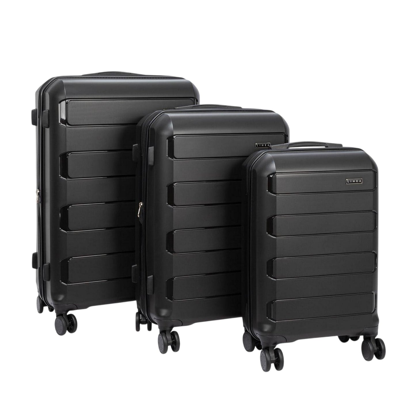 Black - Side - Linea Turin Travel Suitcase Set