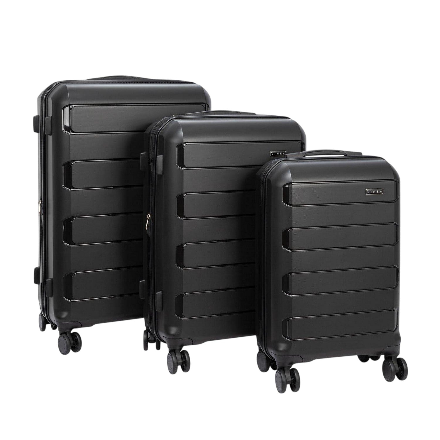 Black - Side - Linea Turin Travel Suitcase Set