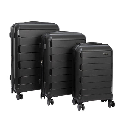 Black - Side - Linea Turin Travel Suitcase Set