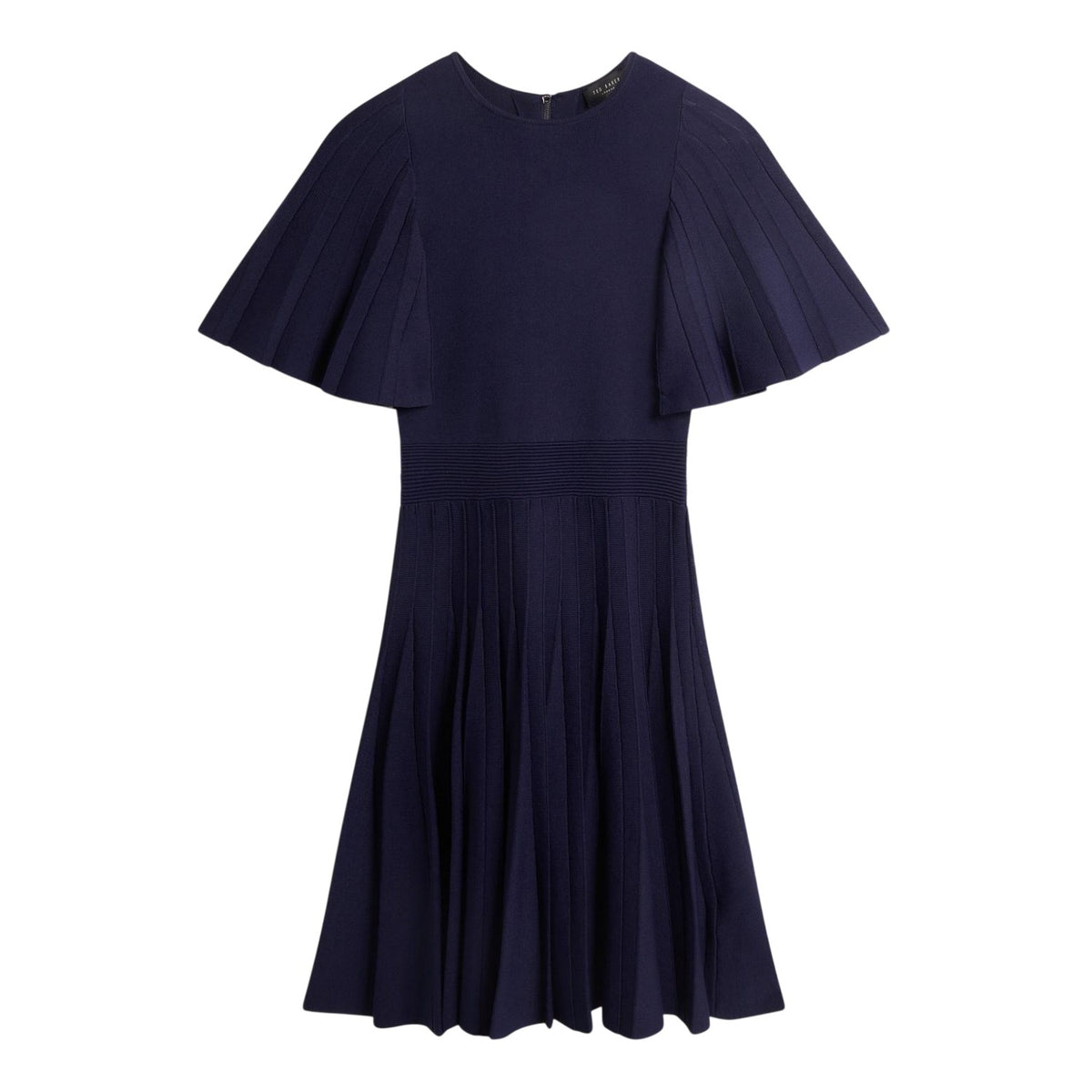 Navy - Front - Ted Baker Womens-Ladies Knitted Crew Neck Flutter Skater Dress