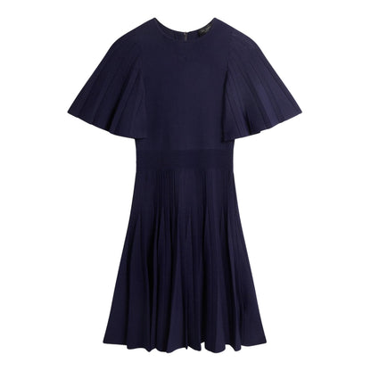 Navy - Front - Ted Baker Womens-Ladies Knitted Crew Neck Flutter Skater Dress