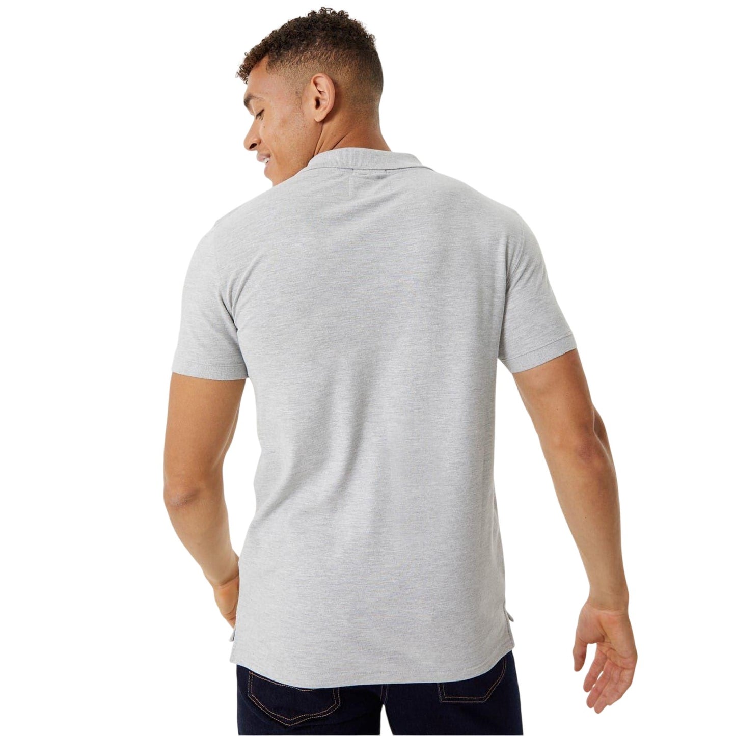 Grey Marl - Back - Jack Wills Mens Eaton Stretch Polo Shirt